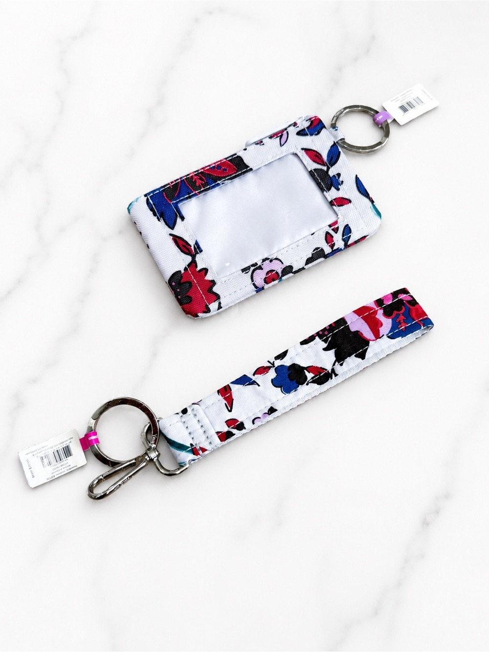 NWT Vera Bradley Vineyard Floral Lighten Up Zip ID Case & Wristlet Keychain Set